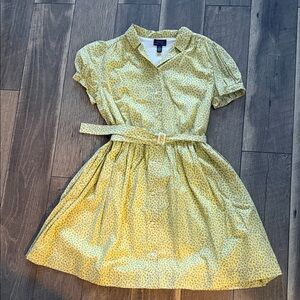 Ralph Lauren Yellow Floral Button-Front Dress with Belt